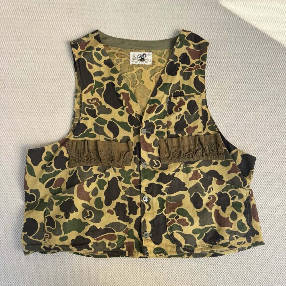 Black Sheep Camo Duck Hunting Vest Size XL Green Brown Canvas Workwear